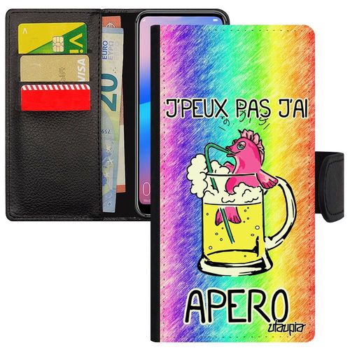 Coque Jpeux Pas J'ai Apero Pour Honor 8a En Cuir Rabat Portefeuille Etui Motif Case Pochette Vert Humour Poisson Comique Smartphone