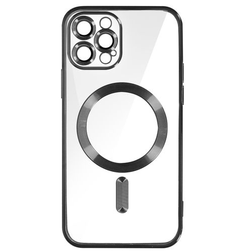 Coque Magsafe Pour Iphone 12 Pro Silicone Protection Camra Contour Chrom Noir