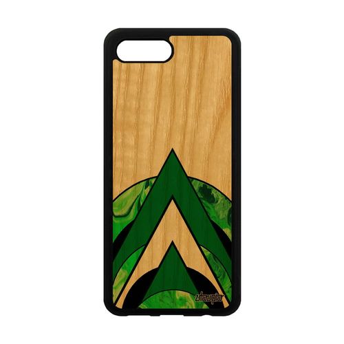 Coque Marbre Honor 10 En Vrai Bois Silicone Fond Case Geometrique Etui Vert Souple Moderne Design Effet Peinture Fait Main Mobile De