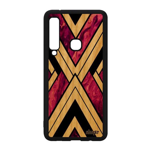 Coque Marbre Samsung Galaxy A9 2018 Bois Naturel Silicone Motif Mobile Antichoc Triangle Pierre Rose Geometrie Texture Color Case