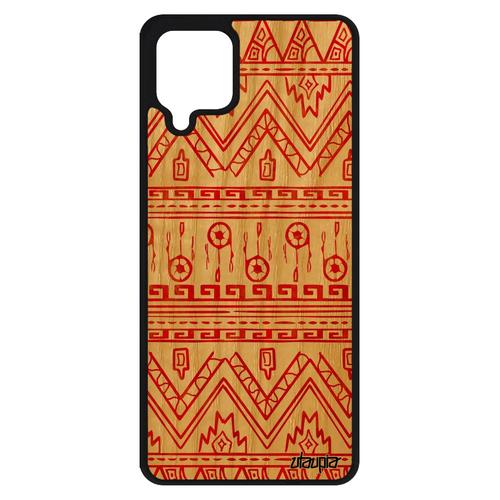 Coque Motif azteque Samsung Galaxy A12 bois veritable silicone