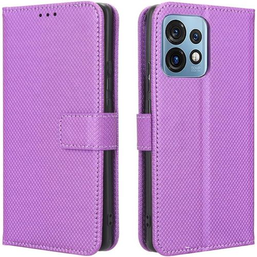 Coque Motorola Edge 40, tui  Rabat Avec Ranges Cartes, Portefeuille Multifonction En Cuir Pu Housse Folio Pour Motorola Edge 40, Violet