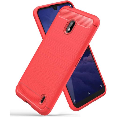 Coque Nokia 2.2, tui De Protection Tpu Lger Ultra-Mince Et Doux, Conception En Fibre De Carbone Quatrime De Couverture Pour Nokia 2.2 - Rouge