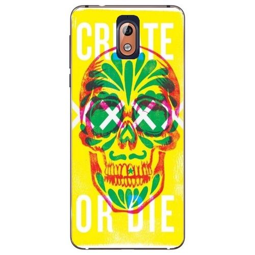 Coque Nokia 3.1 2018 Mort 13 Create Or Die Jaune Vert Fluo