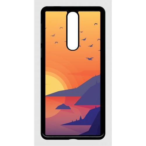 Coque Pour Smartphone - Paysage - Compatible Avec Nokia 8 Sirocco - Plastique - Bord Noir