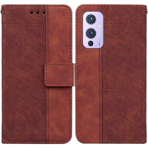 Coque Oneplus 9 Cuir  Motif Textur Gomtrique Rsistant Aux Rayures  Clapet Portefeuille tui Cover Pour Oneplus 9 6.55