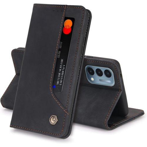 Coque Oneplus Nord N200 5g Housse Etui Flip Kickstand Support Case 5 Cartes Design Portefeuille En Cuir Housse De Protection Adsorption Auto Magnetic Case Pour 1+Nord N200 5g Cover(Noir)