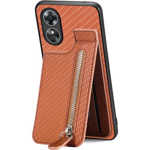 Coque Oppo A17, Portefeuille Etui Housse Pour Oppo A17 Coque Pu Cuir Flip Etui A Rabat Et Folio Clapet Zippe Wallet Couverture Pour Oppo A17,Sd Xw Brown