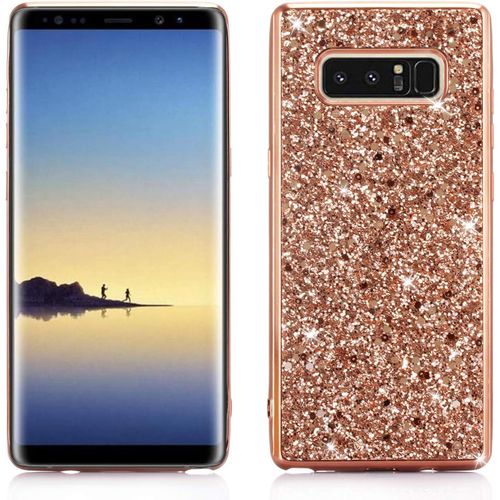 Coque Paillettes Pour Samsung Galaxy Note 8 2 In 1 Bling Glitter Sparkle Design Ultra Fine Mince Lger Case Bumper Housse Etui De Protection - Or Rose