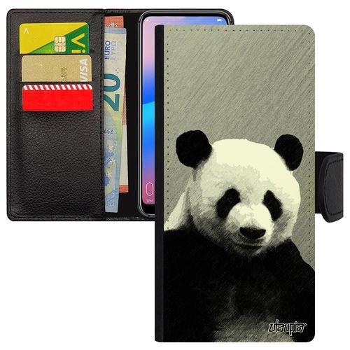 Coque Panda Iphone 15 Pro Max Housse  Clapet Animal Etui Ours Gris Smartphone Design Ecolo Effet Geant Animaux Dessin De