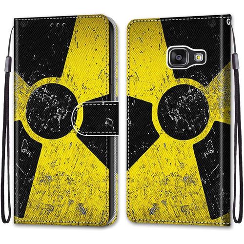 Coque Portefeuille Compatible Avec Samsung Galaxy A3 2016/Sm A310f Flip tui Case Position De La Carte Et Fonction Support Jaune Noir