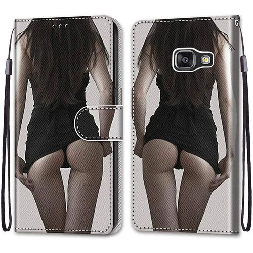 Coque Portefeuille Compatible Avec Samsung Galaxy A3 2016/Sm A310f Flip tui Case Position De La Carte Et Fonction Support Jupe Noire