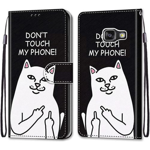 Coque Portefeuille Compatible Avec Samsung Galaxy A3 2016/Sm A310f Flip tui Case Position De La Carte Et Fonction Support Noir Blanc