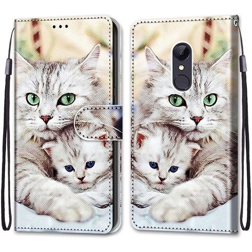 Coque Portefeuille Pour Xiaomi Redmi 5 Plus, Flip tui Case Position De La Carte Et Fonction Support - Deux Chats