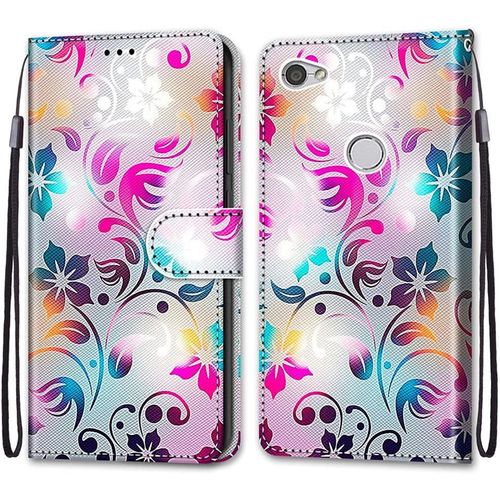 Coque Portefeuille Pour Xiaomi Redmi Note 5a Prime/Note 5a / Y1, Flip tui Case Position De La Carte Et Fonction Support - Fleur Colore