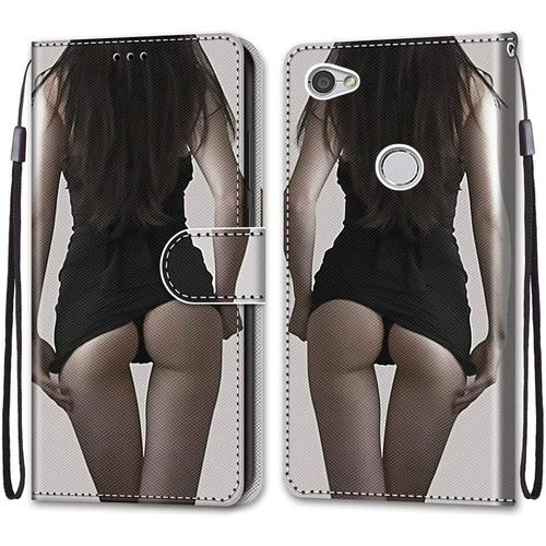 Coque Portefeuille Pour Xiaomi Redmi Note 5a Prime/Note 5a / Y1, Flip tui Case Position De La Carte Et Fonction Support - Jupe Noire