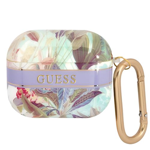 Coque pour AirPods 3 avec Mousqueton Design Floral Pastel Guess Multicolore