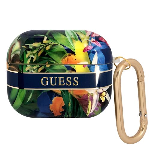 Coque pour AirPods 3 avec Mousqueton Design Floral Tropical Guess Multicolore
