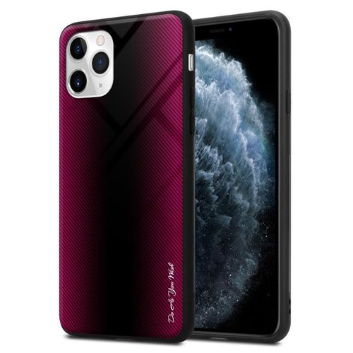 Cadorabo Housse Compatible Avec Apple Iphone 11 Pro Max - Aspect Ray En Cramin Rose - Coque De Protection En Silicone Tpu Et Dos En Verre Tremp