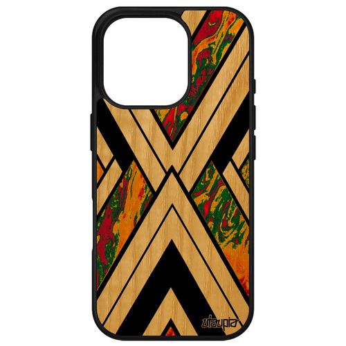 Coque Pour Apple Iphone 16 Pro Bois Silicone Marbre Antichoc Forme Jaune Granite Motif Jolie Mobile Pierre Frne Noir Effet Design Fond