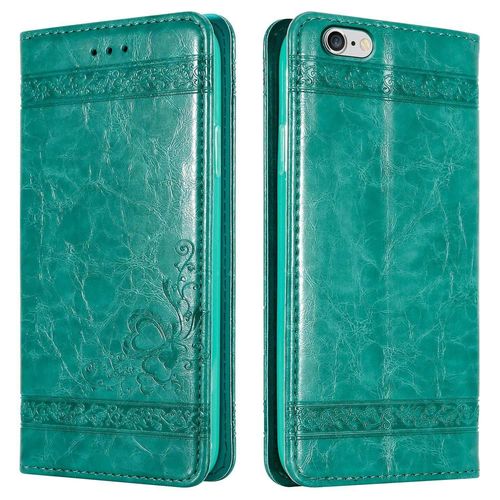 Cadorabo Housse Compatible Avec Apple Iphone 6 Plus / 6s Plus En Turquoise Avec Ornements - tui De Protection Avec Fermeture Magntique, Fonction De Support Et Compartiment Pour Carte