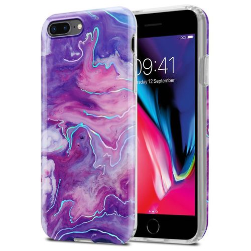 Cadorabo Housse Compatible Avec Apple Iphone 7 Plus / 7s Plus / 8 Plus En Marbre Violet Rose No. 19 - tui De Protection En Silicone Tpu Avec Motif Mosaque