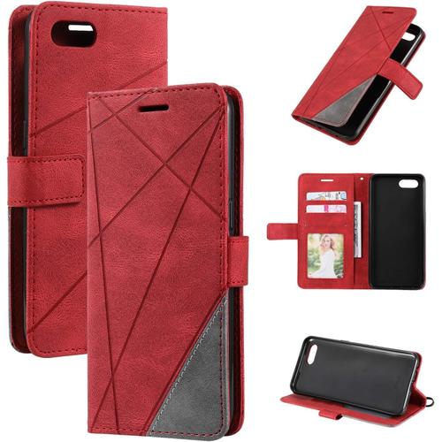 Coque Pour Asus Zenfone 4 Max Zc520kl tui En Cuir,Magntique Etui Housse Pour Asus Zenfone 4 Max 5.2 Zc520kl tui Tlphone Red