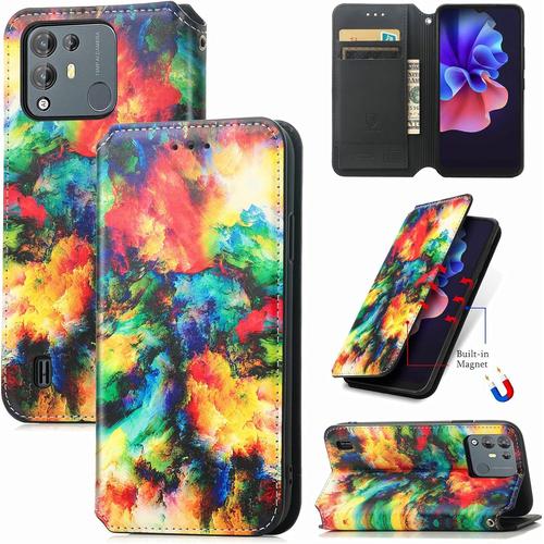 Coque Pour Blackview A55 Pro, Antichoc Housse tui En Cuir Pu Flip Case Portefeuille  Rabat Avec Motif De Losange Color Porte Carte Magntique Pour Blackview A55 Pro, Cy