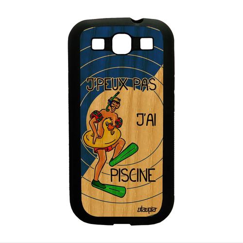 Coque Pour Galaxy S3 Bois Silicone Humour J'peux Pas J'ai Piscine Bleu A Samsung Galaxy S3