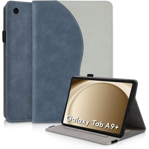 Coque Pour Galaxy Tab A9+/A9 Plus 11 Pouces 2023 Sm-X210/X215/X216 tui En Cuir Pu  Rabat Avec Support Fonction Housse De Protection Ultra Fin Avec Porte-Pencil Samsung Tab A9+ Plus Bleu