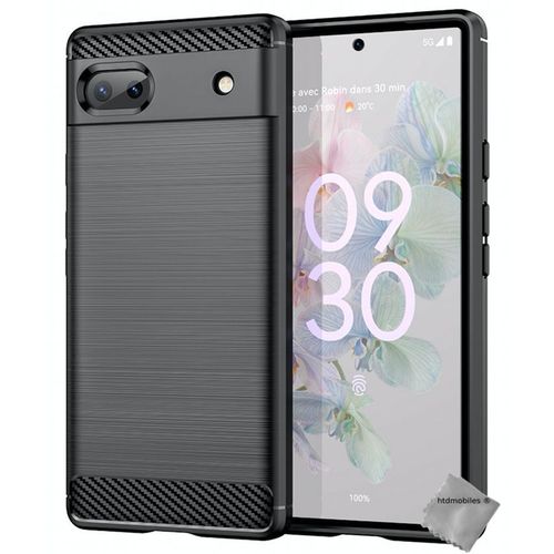 Coque Pour Google Pixel 6a 5g - Housse Etui Silicone Gel Carbone + Verre Trempe - Noir