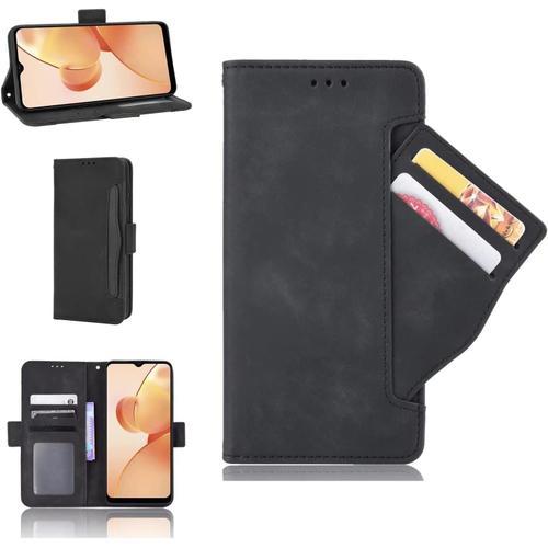 Coque Pour Google Pixel 7 Pro,Etui En Cuir Pu Portefeuille Rtro Flip Case Anti-Choc Housse Avec[Magntique][Support][Fente Multi Cartes Portefeuille tui][Protection Complte]-Le Noir