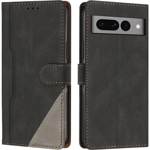 Coque Pour Google Pixel 7 Pro, Housse Etui Portefeuille Cuir Multifonction, Fermeture Magntique  Clapet Anti-Choc [Fonction Support] Flip Case Compatible Avec Google Pixel 7 Pro (Noir)