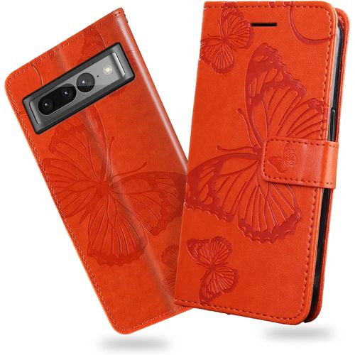 Coque Pour Google Pixel 7 Pro, Papillon Imprim Housse En Cuir Pu MagnTique Portefeuille, Tui  Rabat Pour Google Pixel 7 Pro, Orange