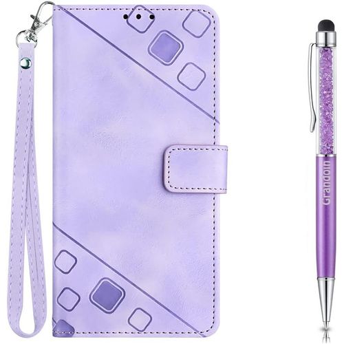 Coque Pour Google Pixel 7, Rabat Portefeuille Cuir Etui, Slim Tpu Silicone Bumper MagnTique Housse, Flip Porte Cartes Avec Fonction Support Cover, Antichoc Wallet Case Google Pixel 7(Violet)