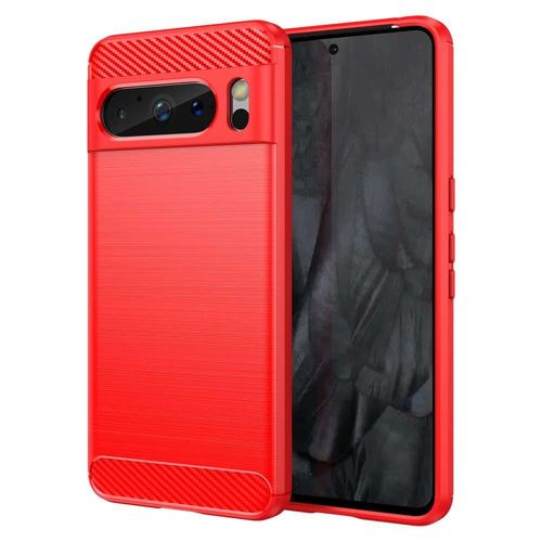 Coque Pour Google Pixel 8 Pro 5g - Housse Etui Silicone Gel Carbone + Verre Trempe - Rouge