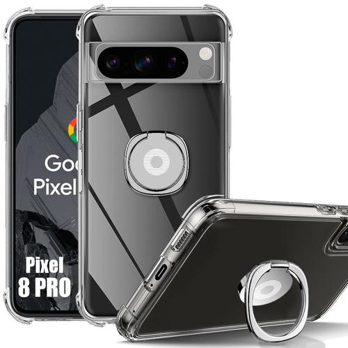 Coque Pour Google Pixel 8 Pro, Silicone Slim Anti-Rayures Transparent Avec Support Argent - E.F.Connection