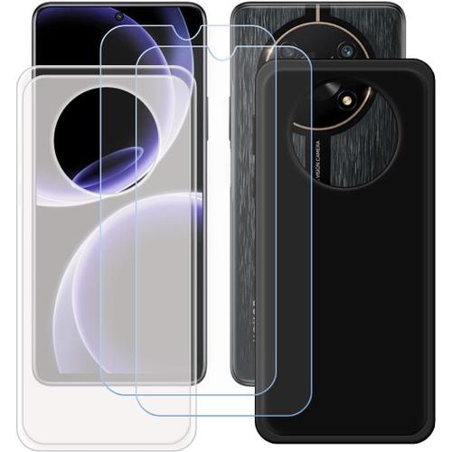 Coque Pour Honor X40 Gt Plus + 2 Pices Verre Tremp Film Protection cran, Souple Semi-Transparent + Noir Silicone Housse tui Protecteur Tpu Case Cover Pour Honor X40 Gt Plus 6.81