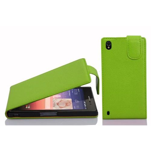 Cadorabo Housse Compatible Avec Huawei Ascend P7 En Vert Perroquet - tui De Protection Au Design Flip En Similicuir Structur