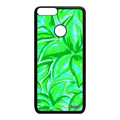 Coque Pour Huawei P Smart 2018 Silicone Fleurs Case Etui Motif Dessin Vert Original Texture Nature Bouquet Floral Color Peinture De
