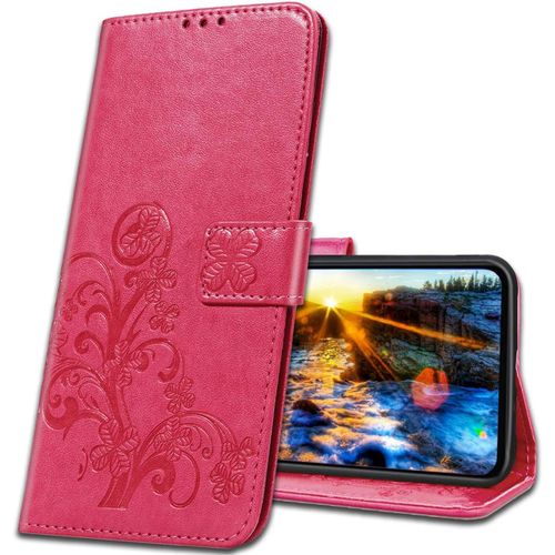 Coque Pour Huawei P Smart 2020, Housse En Cuir Huawei P Smart 2020, Etui Telephone Huawei P Smart 2020 Magnetique Etui Housse Pour Huawei P Smart 2020. Luck Clover Rose