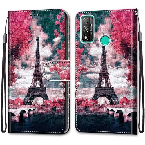 Coque Pour Huawei P Smart 2020 Kantas Housse Cuir Portefeuille Etui  Rabat Modle Tour Eiffel Folio Pochette Fonction Support Magntique De Fermeture Portables Pour Huawei P Smart 2020