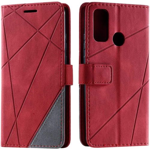 Coque Pour Huawei P Smart 2020, Portefeuille Etui En Pu Cuir Antichoc Tpu, Housse A Rabat Compatible Avec Huawei P Smart 2020, Rouge