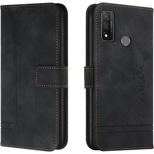 Coque Pour Huawei P Smart 2020, Portefeuille Housse En Pu Avec Tpu Fermoir Flip Pochette Housse Pour Huawei P Smart 2020 (Noir)