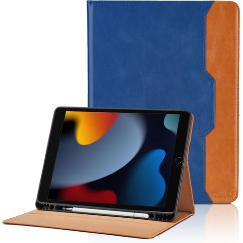 Coque Pour Ipad 10.2 Pouces Modle 2021/2020/2019, 9me/8me/7me Gnration Pu Cuir Cover Tablette Housse De Protection Auto Rveil/Sommeil, Multi-Angle tui Avec Pencil Holder - Bleu.[F6726]