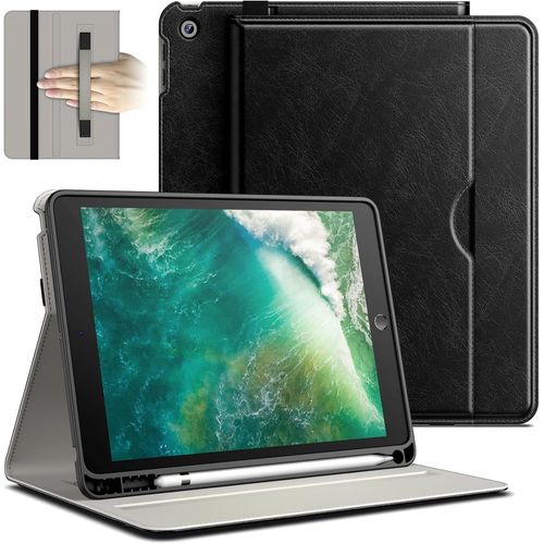 Coque Pour Ipad 6/5 (9,7 Pouces, Modle 2018/2017, 6me/5me Gnration), Pu Cuir Folio Protecteur Housse tui De Tablette Avec Porte-Stylet & Poche, Multi-Angle Affichage (Noir).[F2897]