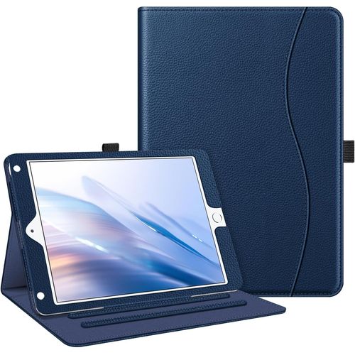 Coque Pour Ipad 9.7 2018/2017 / Ipad Air 2 / Ipad Air 9.7 Pouces- Etui De Protection Multi Angles Housse Folio Case Cover Avec Poche Et Fonction Sommeil/RVeil Automatique, Bleu Marrine