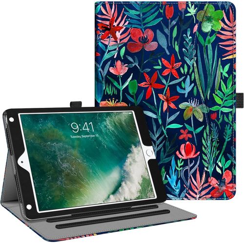 Coque Pour Ipad 9.7 2018/2017 / Ipad Air 2 / Ipad Air 9.7 Pouces- Etui De Protection Multi Angles Housse Folio Case Cover Avec Poche Et Fonction Sommeil/RVeil Automatique, Jungle Nuit