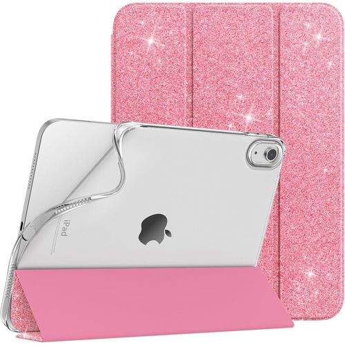 Coque Pour Ipad A16 11me Gnration 11 Pouces 2025, Ipad 10me Gnration 2022 10,9 Pouces, Mince tui Tri-Fold En Tpu Souple Translucide Avec Rveil/Sommeil Auto, Pastque Rouge Scintillant