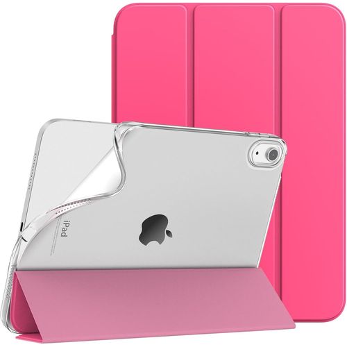 Coque Pour Ipad A16 11me Gnration 11 Pouces 2025, Ipad 10me Gnration 2022 10,9 Pouces, Mince tui Tri-Fold En Tpu Souple Translucide Avec Rveil/Sommeil Auto, Rose Brillante